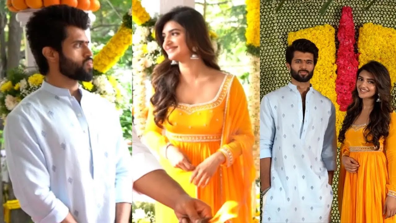 Vijay Deverakonda And Sreeleela Visuals @ VD12 Pooja Ceremony ...