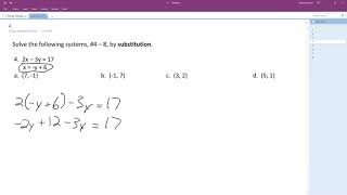 2x - 3y = 17, x = -y+6, solve by substitution