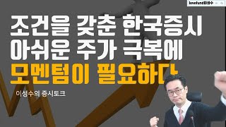 조건을 갖춘 한국증시 아쉬운 주가 극복에 모멘텀이 꼭 필요하다