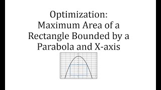 Optimization:  Maximum Area of a Rectangle Bounded by a Parabola and X-axis