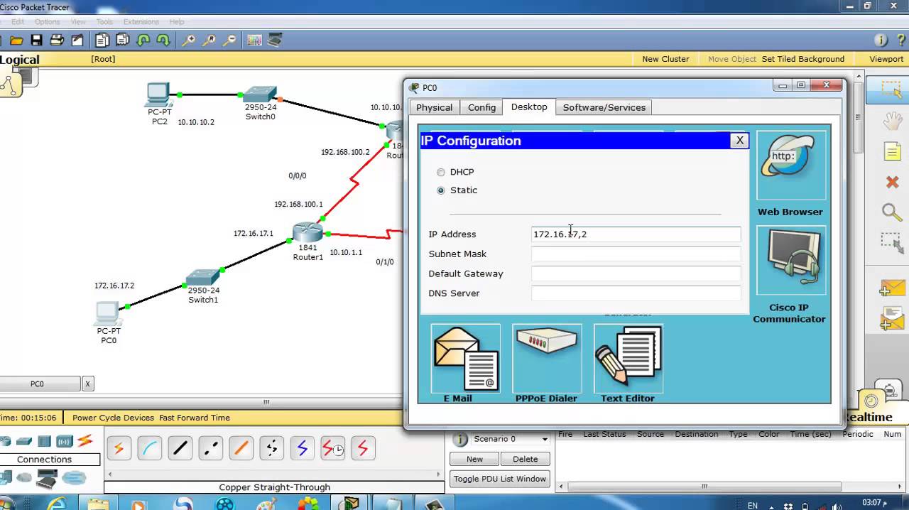 Cisco Packet Tracer 011 Connect Three Routers And Ping Between All ...