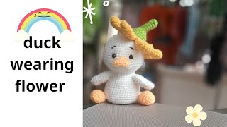 how to crochet a duck wearing a flower - hướng dẫn móc vịt đội hoa🐥🌼 móc khóa vịt, vịt đội hoa len