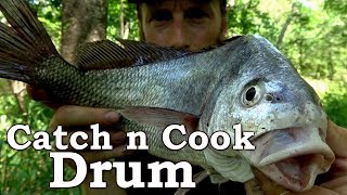 Freshwater Drum Cooked Primitive on a Stick!