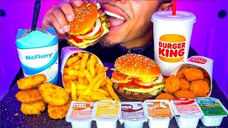 ASMR BURGER KING CHICKEN NUGGETS IMPOSSIBLE WHOPPER CHEESE HASH BROWNS JERRY EATING SOUNDS MCFLURRY