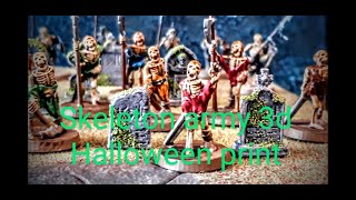 3D printing and painting skeleton warrior miniatures for Halloween dungeons and dragons RPG scene.