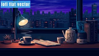 「Lofi Hip-Hop Beats with Flat Vector Art – Chill Music for Study & Relaxation」