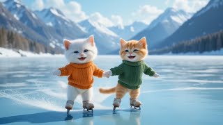 Kittens ICE SKATING ADVENTURE 🙀😻 #cat #shorts #aicat #catlovers #cutecat #cartoon #funny #kitten #ai