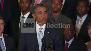 OBAMA WELCOMES NCAA CHAMPS-DIDN'T PICK BRACKET