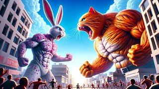 Catzilla Vs Rabbitzilla 🤣cute cat s 2024 😂best cat s 2024😅cute cats fighting fun