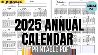 2025 Calendar Printable PDF