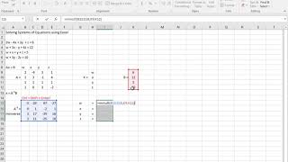 Solving Linear Systems of Algebraic Equations in Excel
