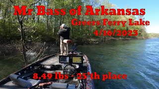 Mr Bass of Arkansas - Greers Ferry Lake  4/16/2023 - 8.49 lbs - 25’th place