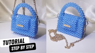 Crystal Bag Kit 5 Tutorial for Beginners | How to Make A Mini Beaded Handbag in Lake Blue AB Beads