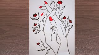 Romantic Couple Holding Hands pencil sketch | How to draw Holding Hands | Easy Drawing for beginners