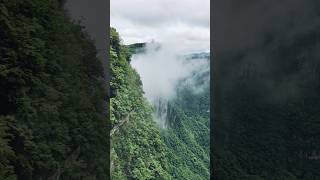 張家界天門山森林觀光索道，居高臨下觀賞險峻鬼谷棧道｡#天門山森林公園 #天門洞 #湖北 #張家界 #卡斯特 #喀斯特地形 #中國 #森林觀光索道 #鬼谷棧道