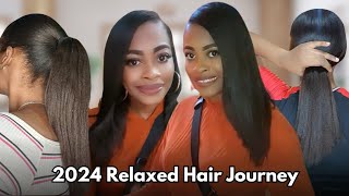 MY 2024 RELAXED HAIR JOURNEY: GROWING AND REPAIRING EXTREMELY THIN AND DAMAGED HAIR