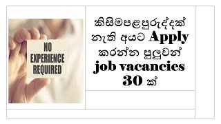 No Experience? No Problem! 30 Job Opportunities in Sri Lanka : 01.07.2024