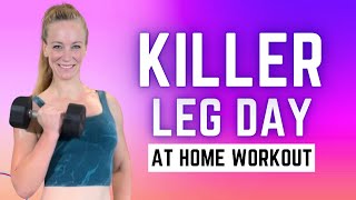 30 Minute KILLER Leg Day At Home Workout (Week 6, Day 1) // With Dumbbells