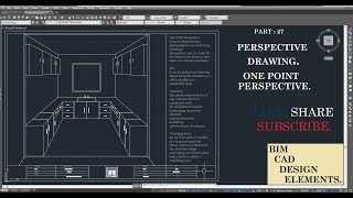 How to Draw using One Point Perspective in AutoCAD : Draw a KItchen Step-by-step : part 027