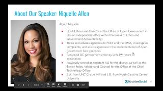 Social Media and FOIA in 2019 A Free Training with the Director of the Office of Open Government