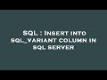 SQL : Insert into sql_variant column in sql server