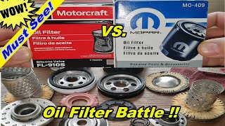 Motorcraft FL910s Oil Filter Cut Open vs. Mopar MO-409 Oil Filter Cut Open Oil Filer Review