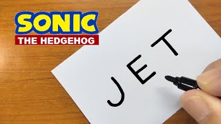 How to turn words JET（SONIC｜Jet the Hawk）into a cartoon - How to draw doodle art
