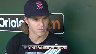 BOS@BAL: Holt discusses Clemente Award nomination