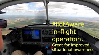 PilotAware In-flight Operation in RV-7 G-RVAH. Traffic situational awareness.