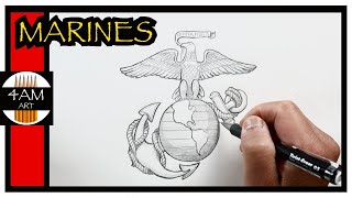How to Draw the US MARINES LOGO