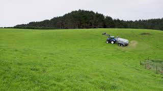 Nevada 12800L Slurry Tanker Spreading hills in rain 50fps