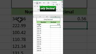 only Decimal Number in excel #excel #shorts