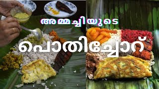 പൊതിച്ചോറ്/വീട്ടിൽ അമ്മച്ചി ഉണ്ടാക്കിയ #pothichoru #pothichor #tastyfoods #motherfood #motherlove