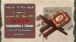 Ayat 003 Tafseer and explanation | Lesson 03 | Surat Al maaidah | Online Tafseer Class