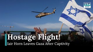 Helicopter Departs with Released Hostage Iair Horn from Reim, Israel | DRM News | AH1Z