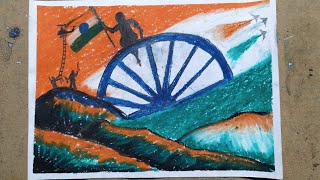 Independence Day Drawing | 15 August Drawing | How to draw Independence Day with oil Pastel
