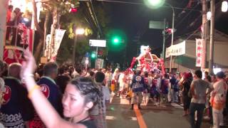 2017年八尾高安夏祭り7月16日 本宮19時58分神輿の担ぎ合い松の馬場にて