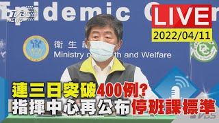 【連三日突破400例? 指揮中心再公布停班課標準LIVE】20220411