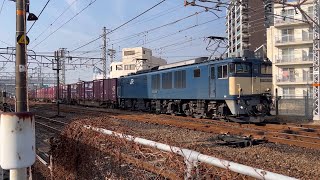 【伯備貨物】EF64 1047+コキ11両 倉敷駅発車