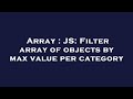 Array : JS: Filter array of objects by max value per category