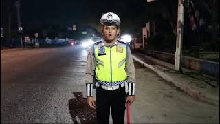 Pers Sat Lantas Res Sergai Melaks Giat Blue Light Patrol di Seputaran Simpang Tiga Pekan Perbaungan