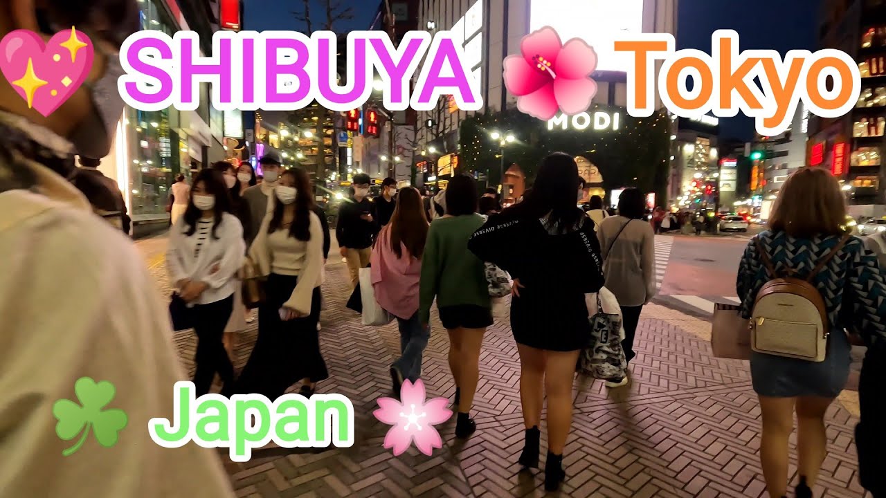 [4K] # Spring Walk At Night. # 💖 SHIBUYA 🌺. Tokyo ☘️. Japan 🌸. ( April ...