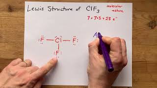 Lewis Structure of ClF3 (chlorine trifluoride) (also VSEPR, hybridization)