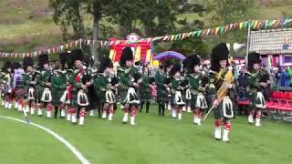 Lonach Games 2017 - Huntly \u0026 District Pipe Band arena march at start of the highland games