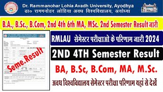 Rmlau Ba Bsc Bcom Semester Resutl 2024 I Rmlau 2nd 4th 6th Semster ...