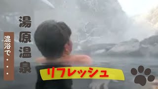 【湯原温泉】混浴でリフレッシュし愛犬は車で・・・