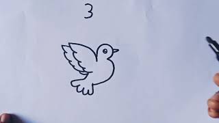 Flying bird drawing || How to draw flying bird sparrow || Easy drawing step by step.