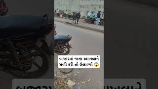 બજારમાં જતા આખલાને સળી કરી તો ઉલાળ્યો 😱 #trending #viral #Reels #funny