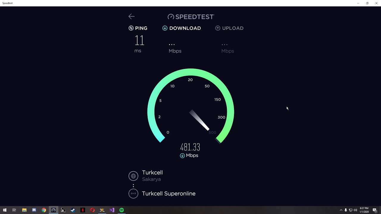 Turkcell Superonline 500Mbps Fiber Ethernet Kablo Hız Testi/speed Test ...