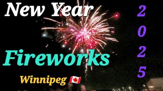 New Year Fireworks 2025 Winnipeg Canada 🇨🇦 l Canada life l Canada Places l Vlogs @MyWalkingMoons